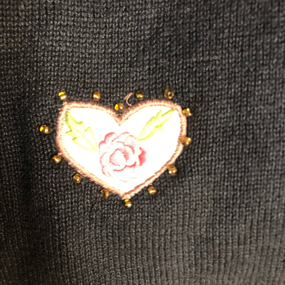 Susan Graver Black V-Neck Sweater with Colorful Embroidery - Picture 6 of 13